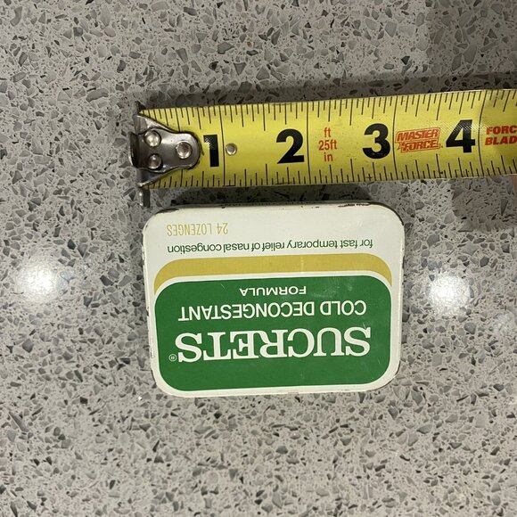 Vintage Tin Sucrets Sore Throat Lozenges Metal Box Primitive Green White - Picture 5 of 5